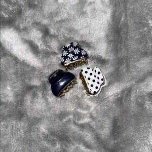 NWOT Bundle of Three 1in Floral and Polka Dot Hair Clips